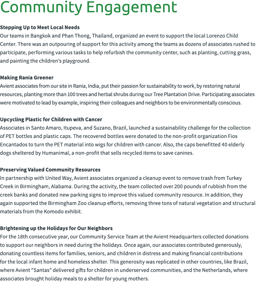 Community Engagement Stepping Up to Meet Local Needs Our teams in Bangkok and Phan Thong, Thailand, organized an even...